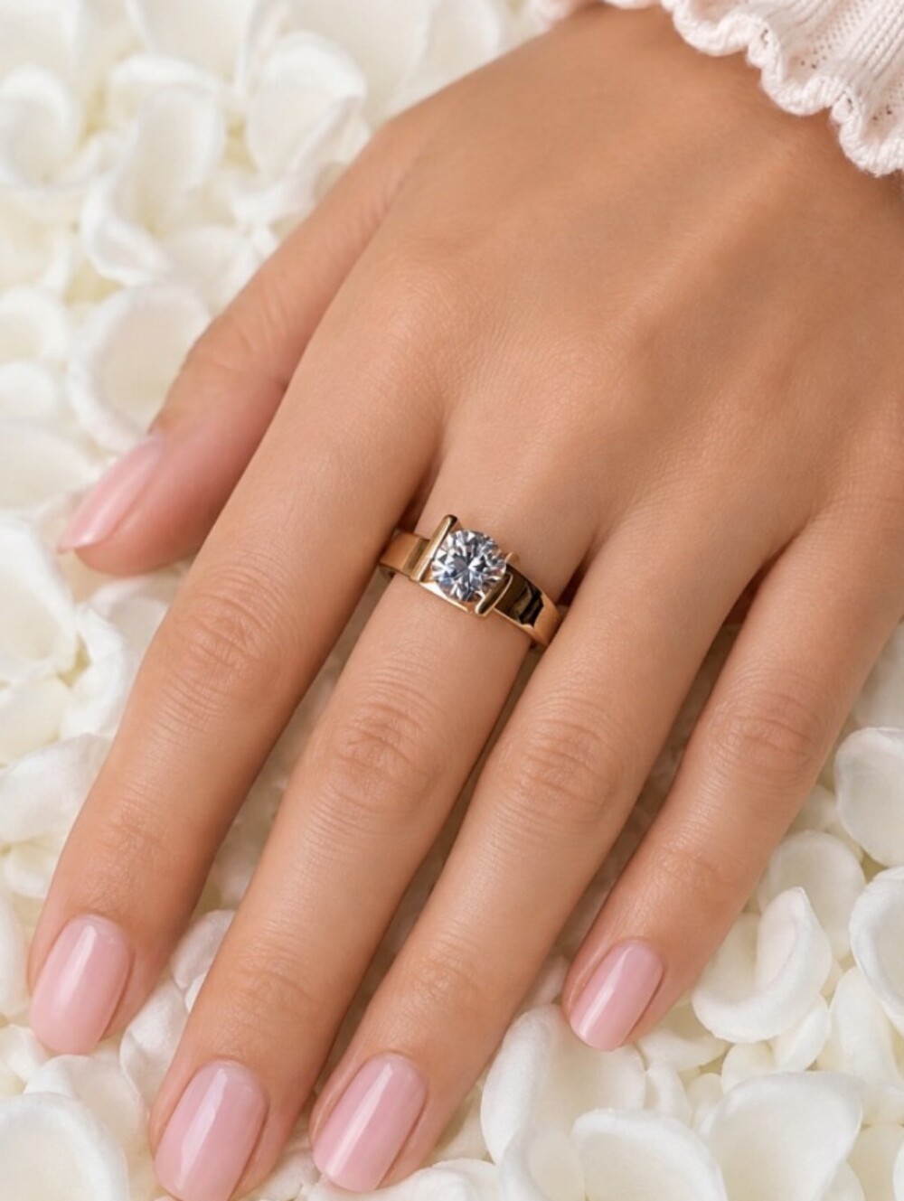 Vintage Gold Plated Solitaire Ring Size 6 Marked GS